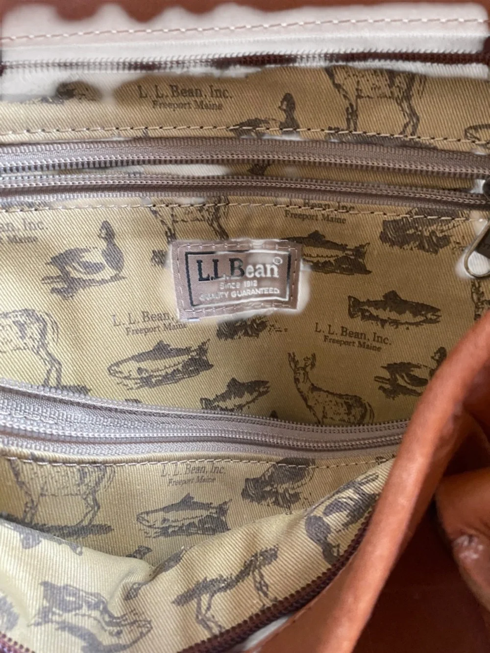 Vintage 1990s L.L. Bean Brown Genuine Leather Field & Town Satchel Tote Bag